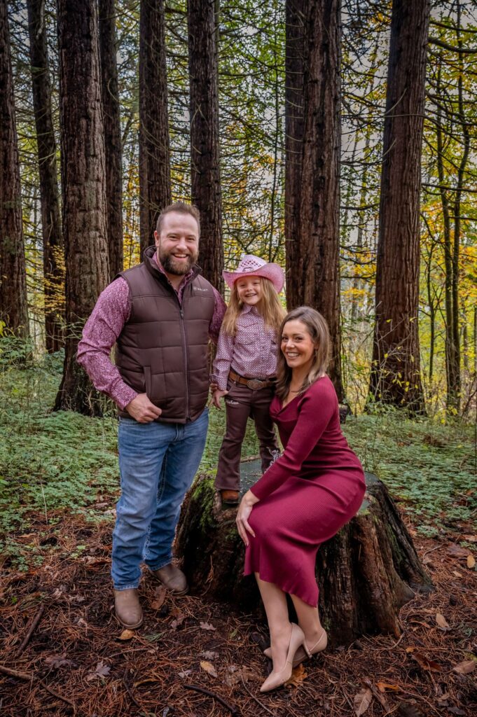 Family with children wearing scarves and boots for a stylish autumn photo session in Greater Vancouver